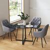 Modern Clear/Black Glass Round Dining Table With Metal Legs Kitchen Furniture