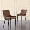 Pair of 2 Dining Chairs Office Chairs Brown Faux Leather Diamond Chairs Padded