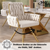 6Pcs Rotatable Dining Chairs Velvet Padded Metal Legs Kitchen Swivel Chair Beige
