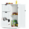 Storage Cabinet Bathroom Floor Cabinet Freestanding Storage Cupboard w/ 3 Drawer