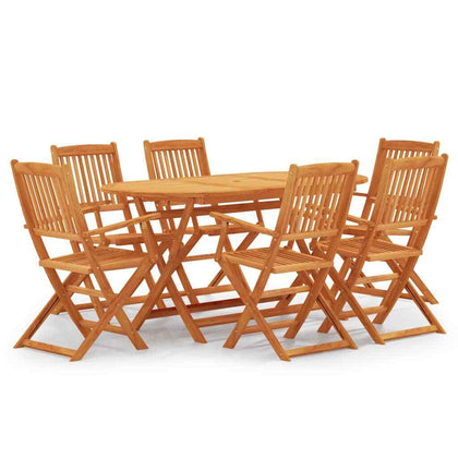 7 Piece Folding Outdoor Dining Set Solid Eucalyptus Wood vidaXL