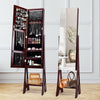 LED Freestanding Mirror Jewelry Cabinet Makeup Vanity Armoire Coffee