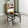 Folding Coffee Dining Table with Marble Effect Top Metal Frame Gaming Desk Home