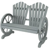 2 Seater Garden Bench w/ Wheel-Shaped Armrests Grey