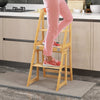 4-Step Stool Dual Purpose Stepladder Kitchen Folding Step Ladder Chair
