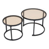 Nesting Teal Colour Glass Coffee Table Sofa Side Round Living Room Furniture Set