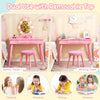 Kids Vanity Set Makeup Dressing Table Set w/Adjustable Brightness-Pink