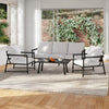 Metal Garden Furniture Set Corner Sofa Glass Table Patio 5 Seater Armchairs Sofa