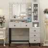 Dressing Table Set with 3 Colours LED Lights Mirror Vanity Makeup Desk 5 Drawer