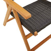 Reclining Garden Chairs 8 pcs Black Poly Rattan and Solid Wood V1P4