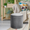 Round Ottoman Stool Storage Box with Lid Velvet Pouf Pouffe Seat Chair Footstool