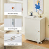 Folding Sewing Table, 2-in-1 Rolling Craft Table with Storage Shelves