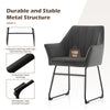 2PC Grey Dining Chair Velvet Padded Seat Dining Room Kitchen Chair Modern