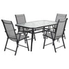 1.2m Rectangle Black Garden Table Glass Patio Bistro Dining Table &Umbrella Hole