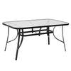 150cm Rectangle Metal Garden Dining Table Glass Top w/Parasol Hole Outdoor Patio