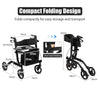 Folding Aluminum Walker Four Wheels Medical Rollator with Seat & Carrying Bag
