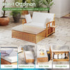 Patio Solid Acacia Wood Loveseat & Storage Ottoman-White