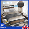 Double Size Bed Frame Bed Platform LED Lights Retro Headboard & 4 Storage NEW