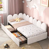 PANEL PLUSH UPHOLSTERED DAYBED STORAGE SOFA BED WITH 2 DRAWERS, 3FT SINGLE WHITE