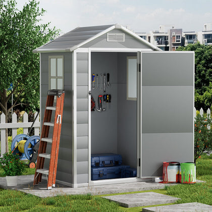 4ft x 3ft Plastic Outdoor Garden Storage Shed Bin Shed Lockable Bike Tools House