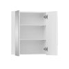 White Bathroom Cabinet Mirrored Surface 2 Doors 3 Shelves Wall Mounted Storage