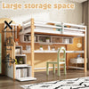 Bunk Bed with Desk & Shelves, Loft Bed with Storage Stairs, 3FT Wooden Bed Frame