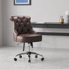 Accent Brown Swivel Office Chair PU Leather Computer Desk Task Chair for Home