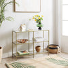 Console Table 3-Tier Tempered Glass Sofa Table With Storage Shelf Modern