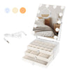Hollywood Make up Mirror with Storage 3-Tier Jewelry Box LED Lighted Tabletop