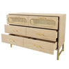 Chests of Drawers Rattan Sideboard Storage Cabinet with 6 Drawers, Oak