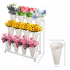 3-Tier Mobile Flower Plant Display Stand Shelf W/ Buckets for Flower Shop Garden