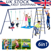 6 in 1 Garden Swing Set with Double Swings Slide, Ladder for Outdoors Playing UK
