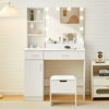 Dressing Table Makeup Vanity Desk With LED Lighted Mirror & 2 Drawers 1 cabinet