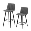 2 x Brown Grey Stripe Faux Leather PU Sauqre Bar Stools Pub Chair Padded Seats