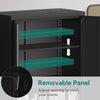 Metal Office Storage Cabinet Lockable Filing Cupboard 4 Shelves Black 180cm