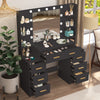 7 Drawers Makeup Vanity Set Large LED Lighted Mirror Dressing Table Dresser Desk