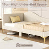 Single Size Upholstered Daybed Sofa Bed Frame Adjustable Foot Pads-Beige