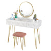 White Dressing Table Vanity Makeup Table Set with Mirror 3 Drawers Stool Bedroom
