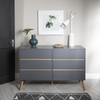 Chest of Drawers 6 Drawer Storage Unit Wooden Grey Modern Bedroom