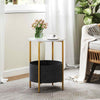 Living Room 2-Tier Side Table Small Space Round End Table-Coffee