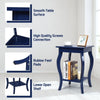 Accent Table End Table with Curved Legs 2-Tier Open Storage Shelves-Blue