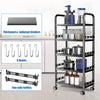 Metal Kitchen Trolley Shelving Rotating Storage Cart Mobile Shelving Rack Black