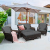 5 Pieces Patio Furniture Set Outdoor Rattan Conversation Sofa Set w/ Cushions