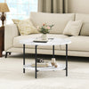 Round 2-Tier Coffee Table with Storage Shelf, Rustic Wood & Metal