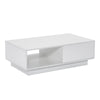 Modern Coffee Table with Storage Drawer Shelf Tea Table LED Light Livingroom