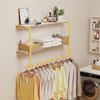 116cm Gold Metal Clothes Bar Rack Pipe Wall Garment Hanging Storage Rail Shelves