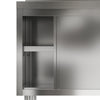 2 Tiers 4ft Stainless Steel Commercial Kitchen Cupboard w/Backslash&Sliding Door