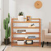 5-Tier Wood Shoe Rack Solid Acacia Wood Shoe Shelf with Side Metal Hooks