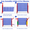 Giant 4 in a Row Game Jumbo Connect 4 Garden Games w/42 Rings Basketball Hoop