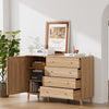 Industrial Wooden Cupboard Sideboard Storage Cabinet Unit Bookshelf Rattan Doors